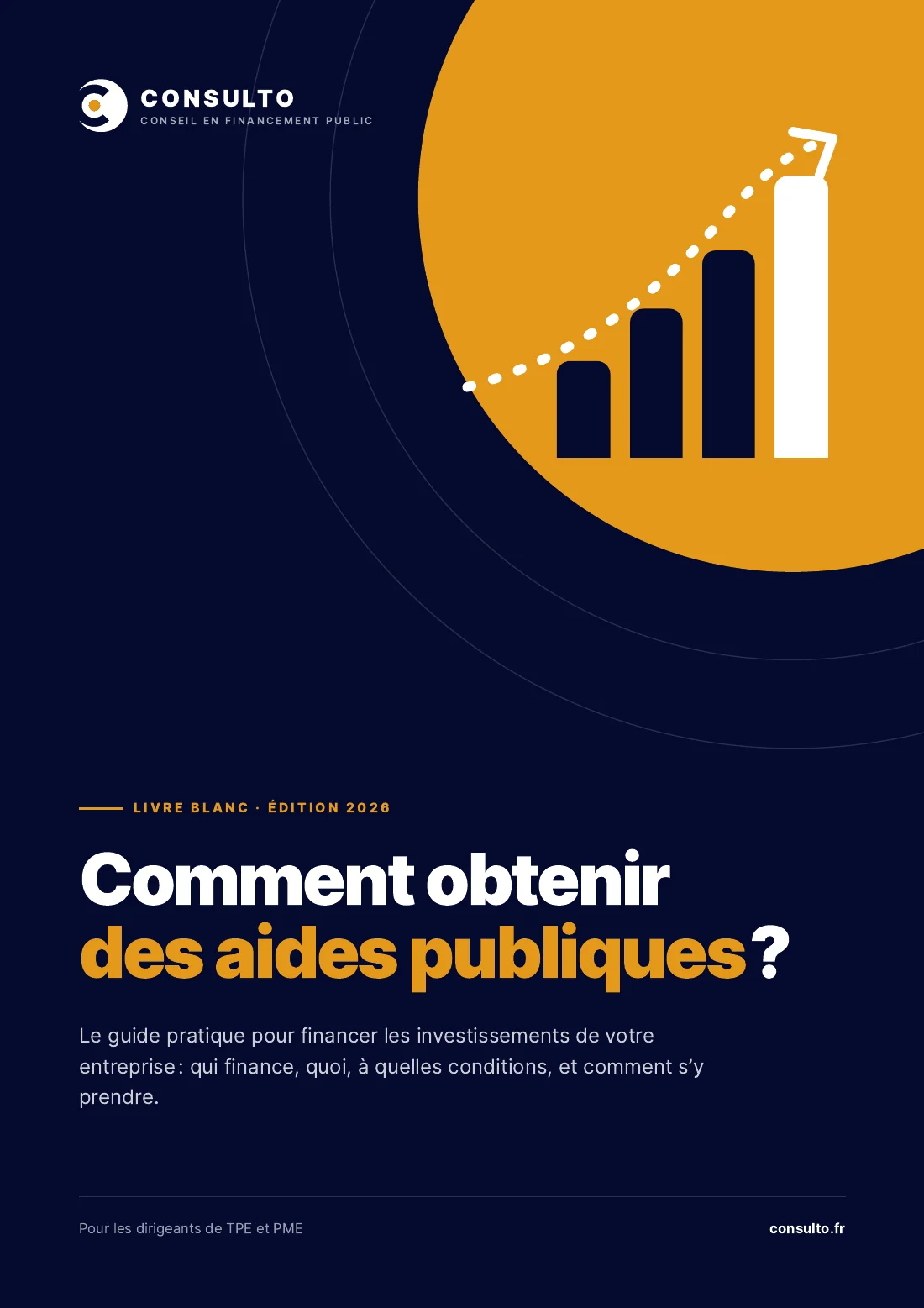 Couverture du livre blanc Consulto, édition 2026 : comment obtenir des aides publiques ?